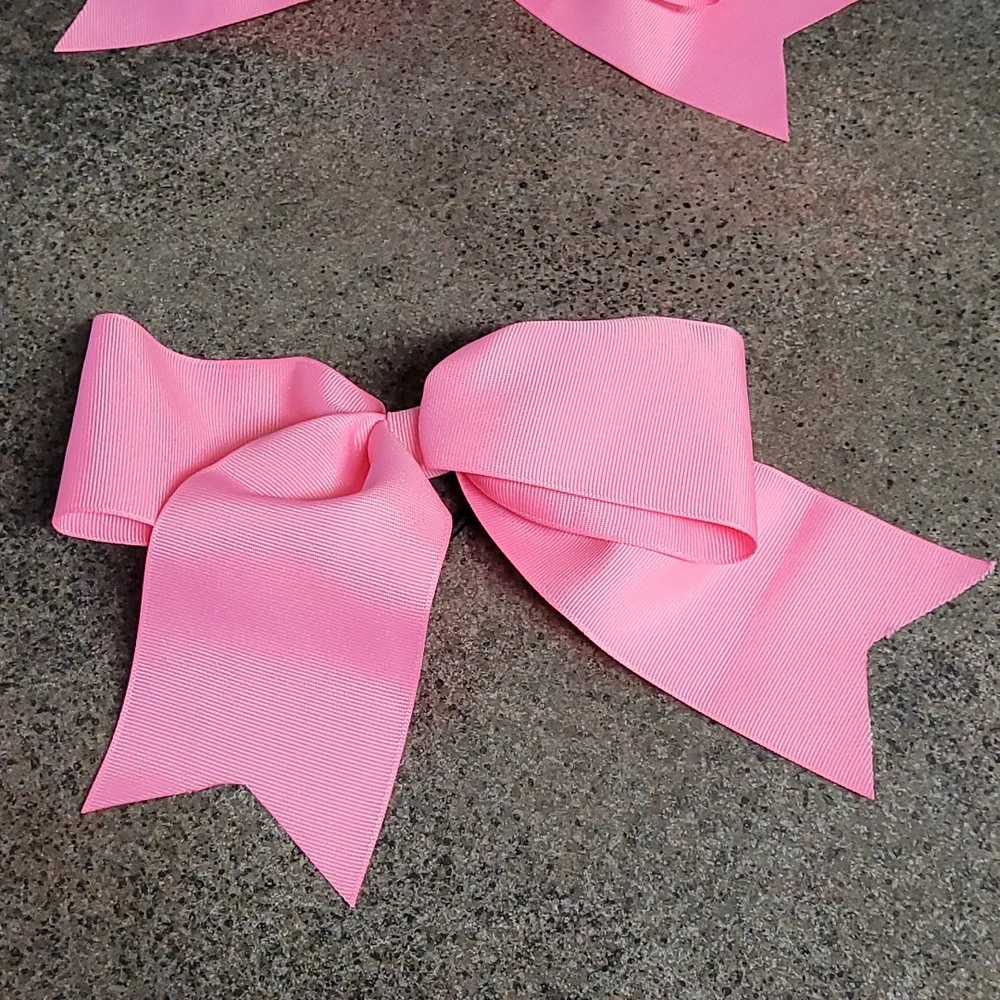 Cheer bows, pink ribbon, 3